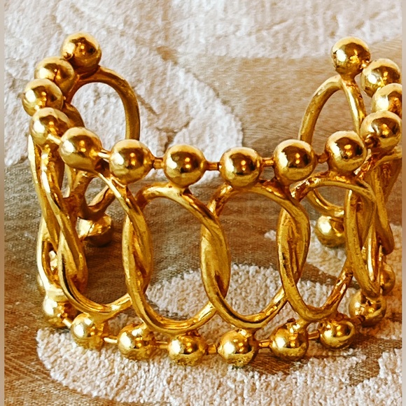 🔶NICKY BUTLER Fashion Gold Tone Wide Roman Chain Statement Cuff NEW NB - Picture 11 of 15